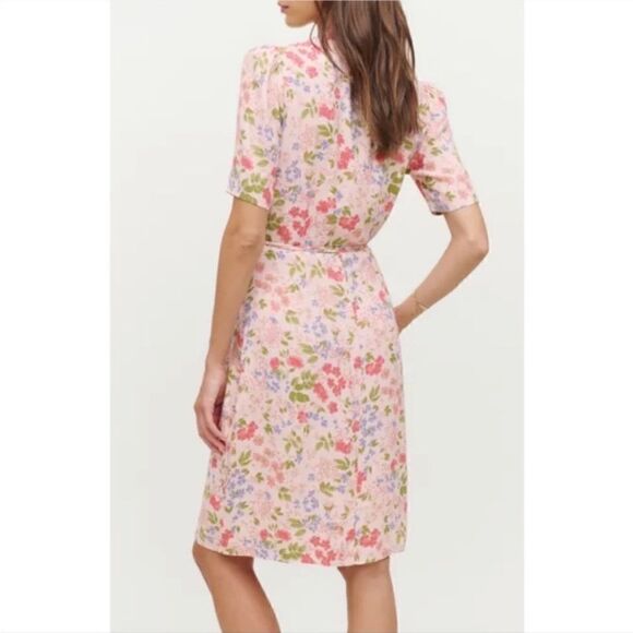 Reformation Laurent Wrap Mini Dress in Pink Esmee Floral Print NEW 0 $218 - Picture 3 of 8